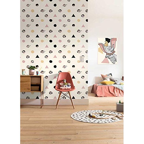 Komar Disney DX4-003 Non-Woven Photo Wallpaper | Dumbo | Angles & Dots | Wallpaper for Children's Room / Baby Room / Elephant Decoration | Size 200 x